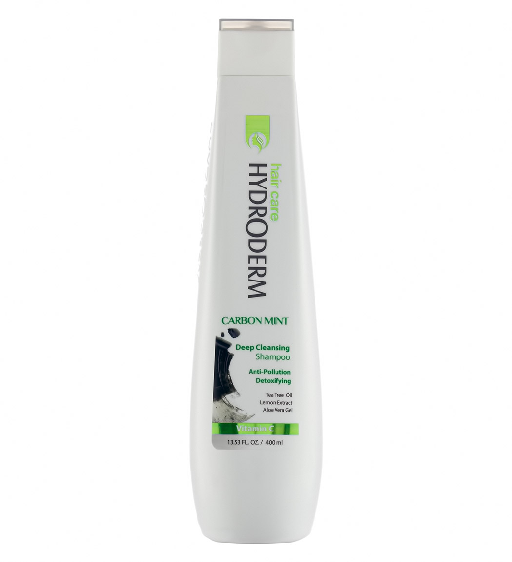 شامپو پاک کننده قوی مو و پوست سر حاوی زغال و نعناع 400میل Hydroderm Carbon Mint Deep Cleansing Shampoo 400ml