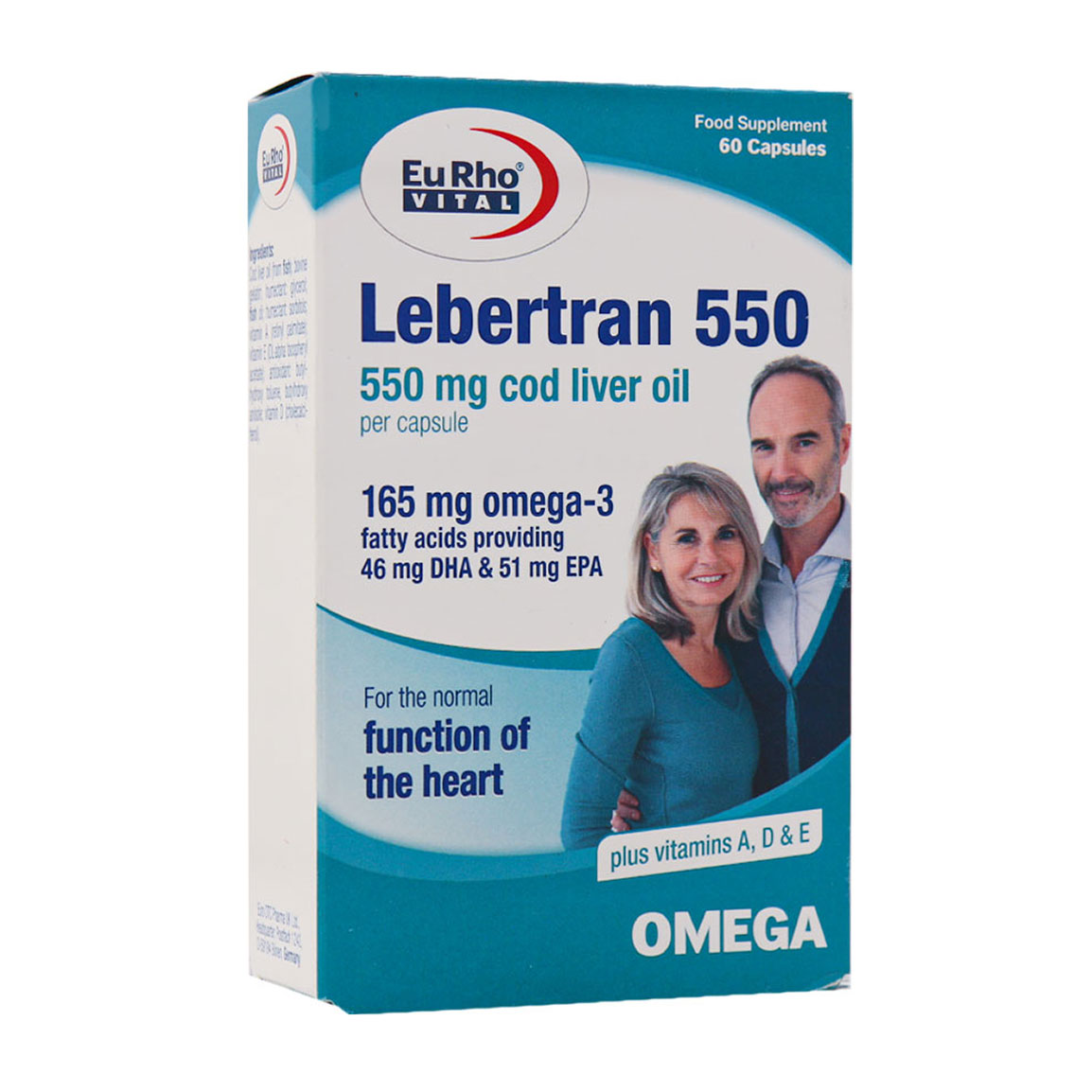 کپسول امگا 3 مدل لبرترن 550 بسته 60 عددی Eurhovital Lebertran 550 60 Capsules