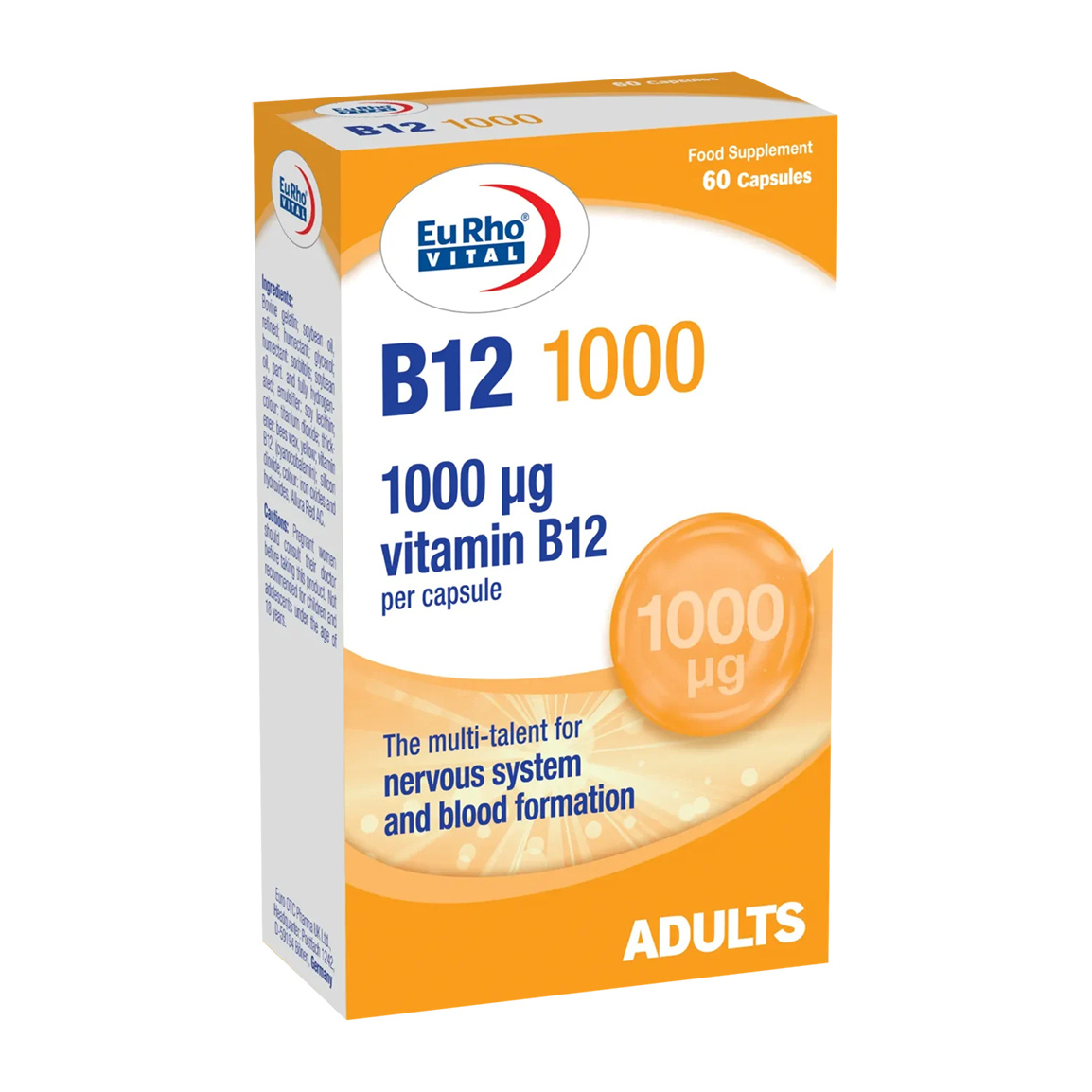 کپسول ژلاتینی ب12   1000میلی گرم  بسته 60 عددی
