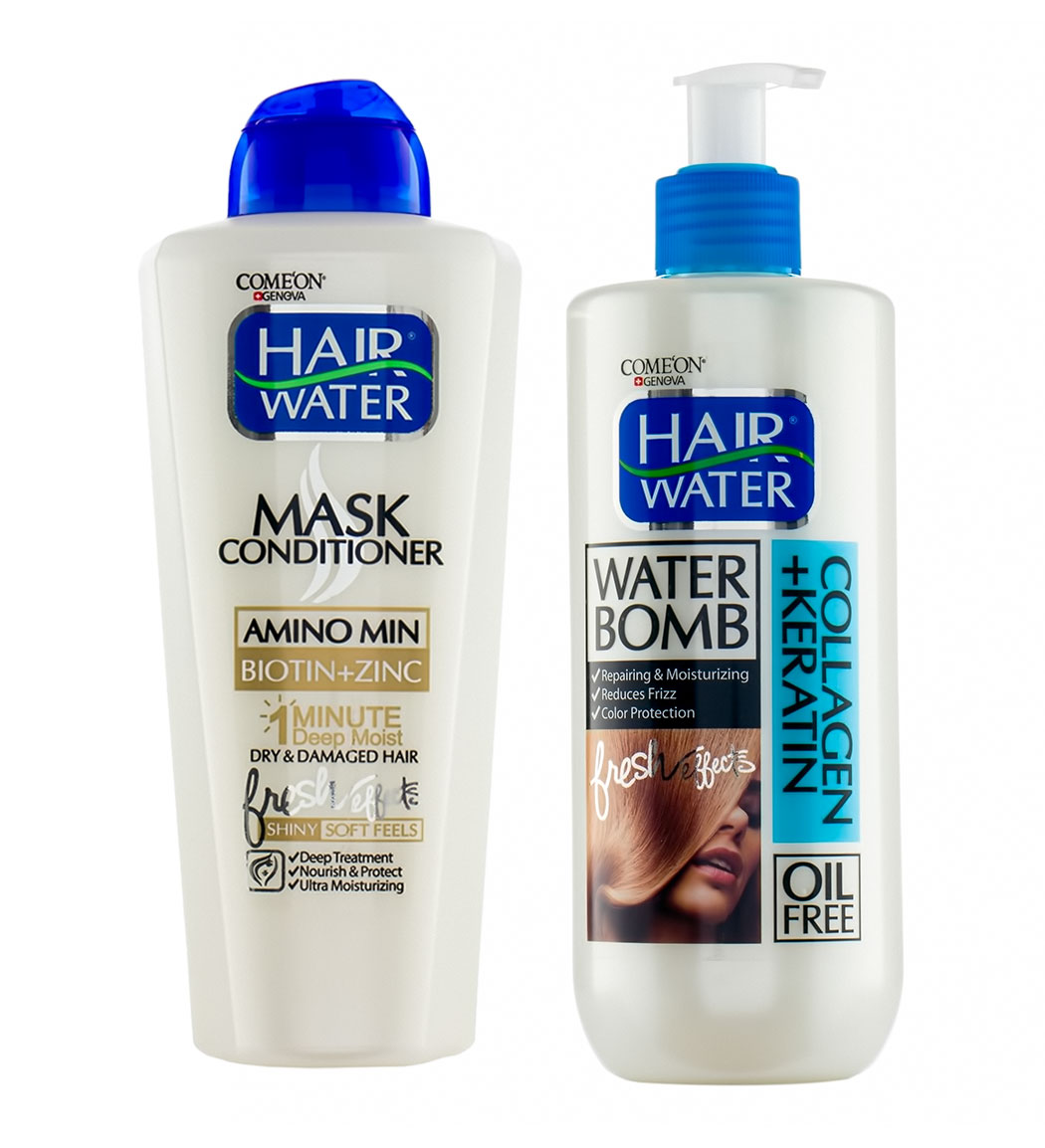 پک ماسک و نرم کننده مو بیوتن و زینک 400میل و واتربمب مو هیرواتر کراتین و کلاژن 400میل