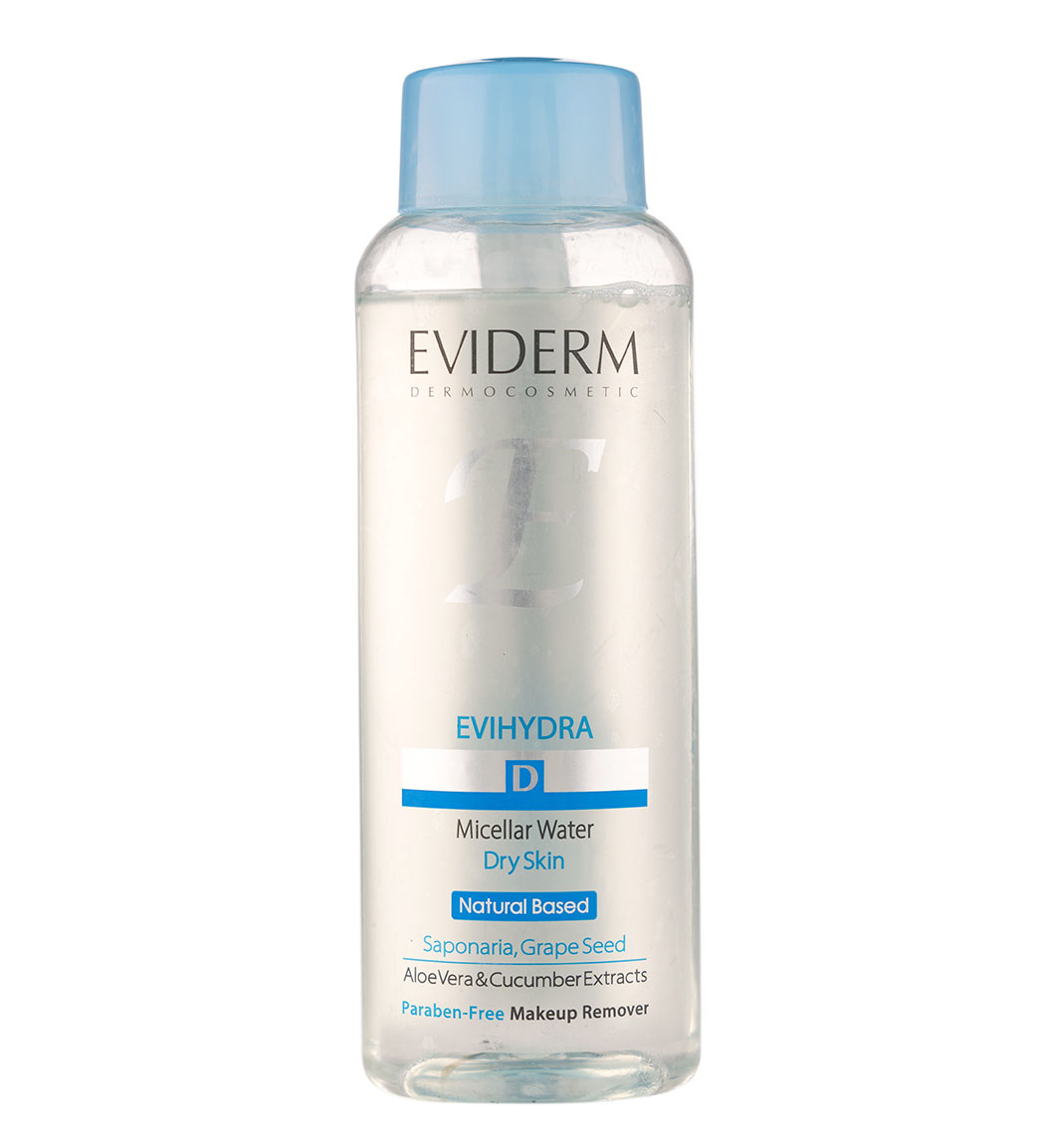 میسلار واتر چشم و صورت مناسب پوست خشک و حساس حجم 230 میل Eviderm Makeup Cleansing Solution For Dry Skin 230 ml
