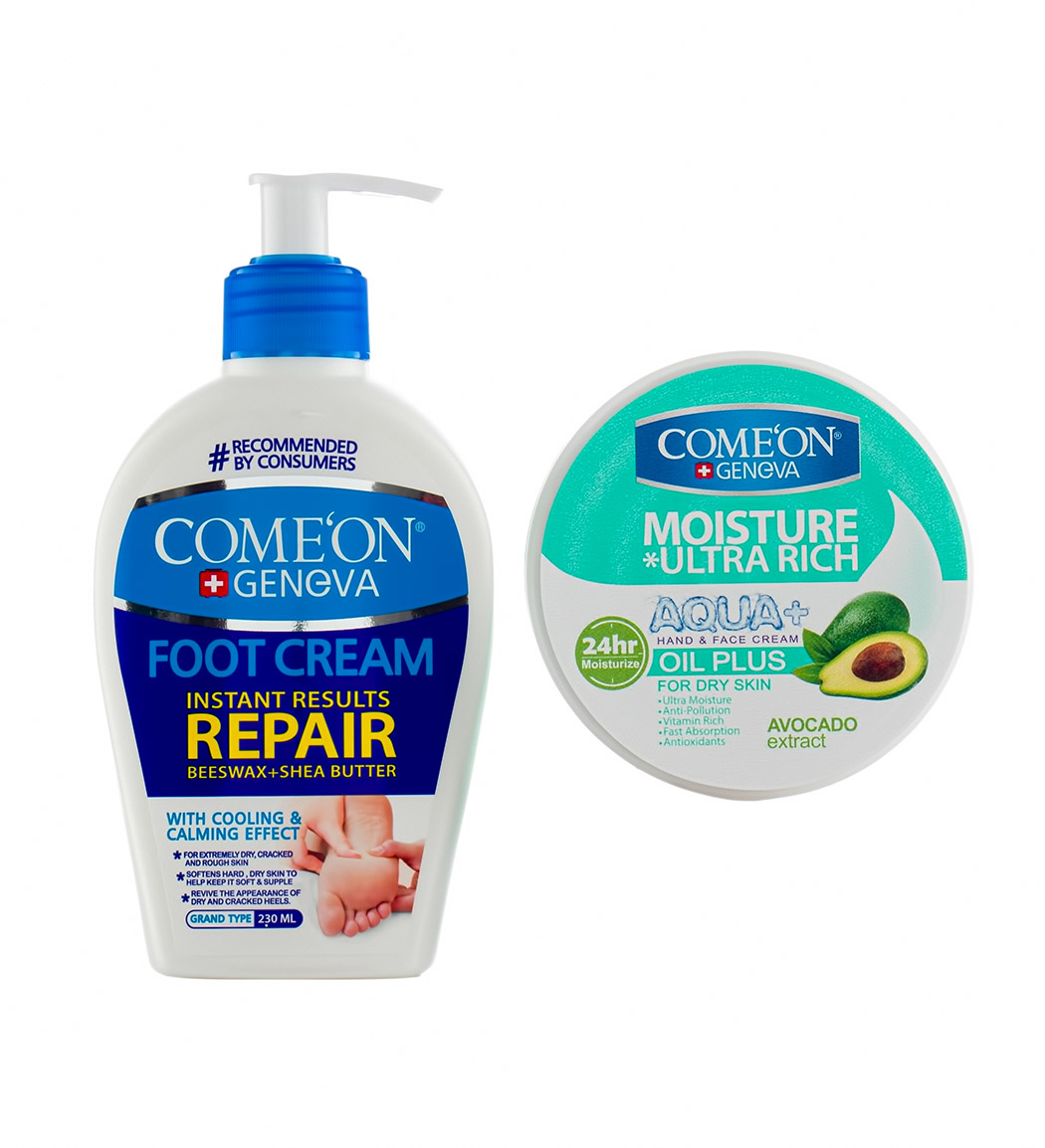 پک کرم مرطوب کننده پوست خشک  240 میل به همراه  کرم ترک پا خنک کننده و آرامش بخش